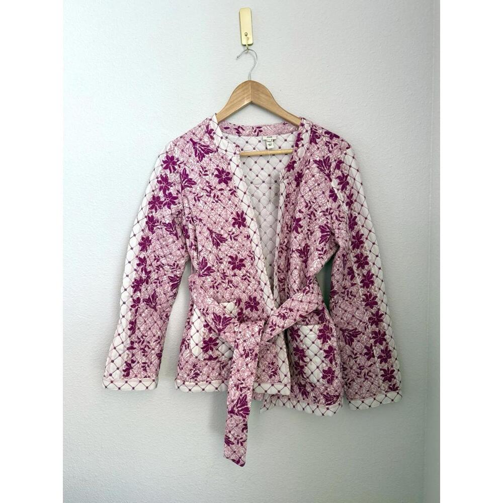River Island Pink & Purple Quilted Floral Belted Jacket